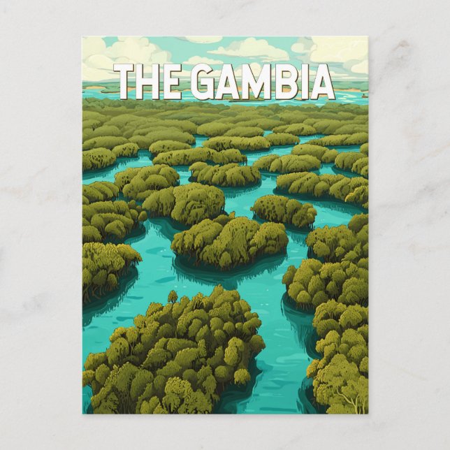 Gambia Illustration Resa Konst Vintage Vykort (Framsida)