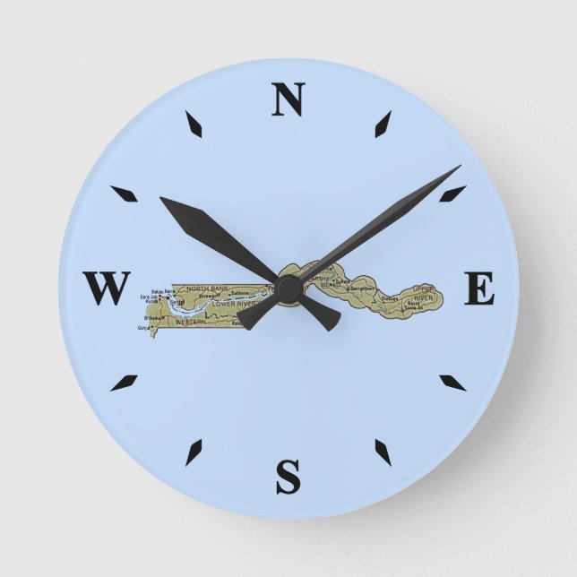Gambia Karta Clock Rund Klocka (Framsida)