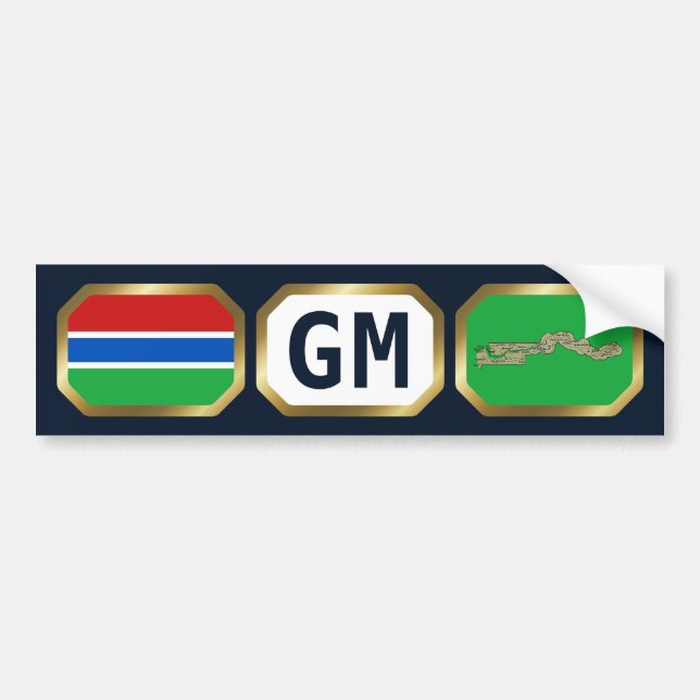 Gambia Karta-kod Bumper Sticker Bildekal (Framsidan)
