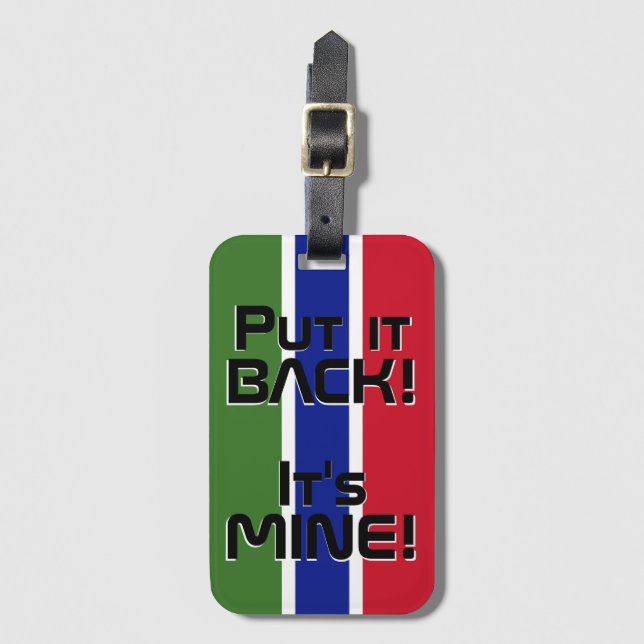 Gambia National Flagga Funny Patriotic Bagagebricka (Framsida vertikal)