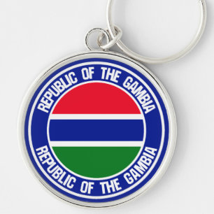 Gambia Round Emblem Rund Silverfärgad Nyckelring