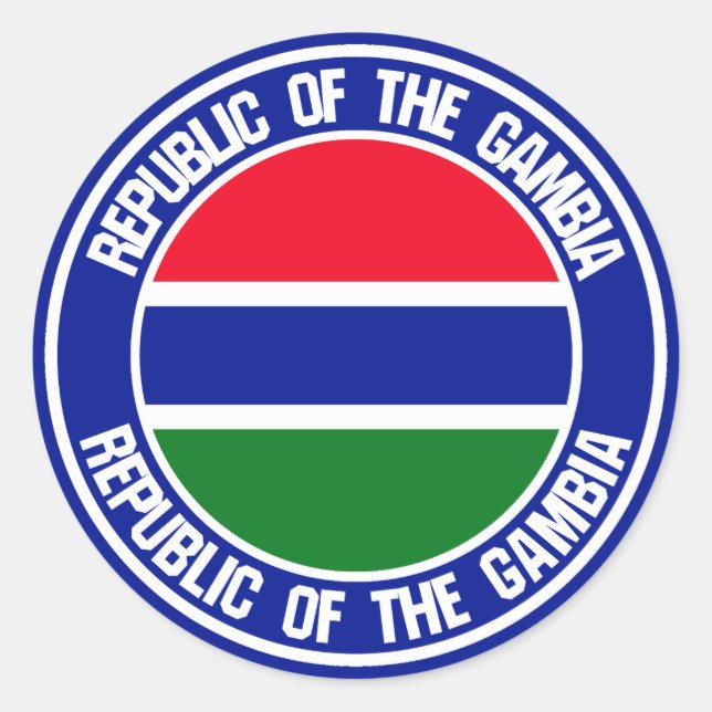 Gambia Round Emblem Runt Klistermärke (Framsida)