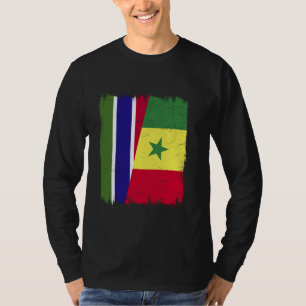 Gambia Senegal Halv Flagga Gambisk Senegalisk Heri T Shirt