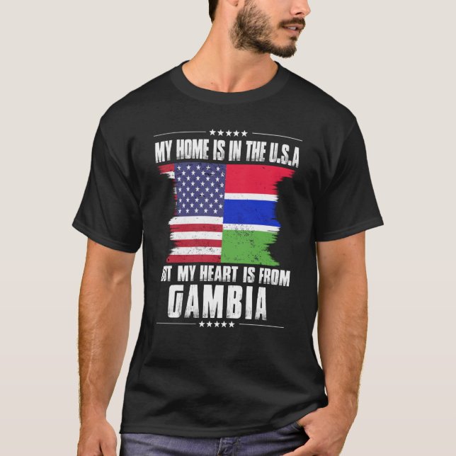 Gambian American Patriot Grown Proud Home Heart US T Shirt (Framsida)