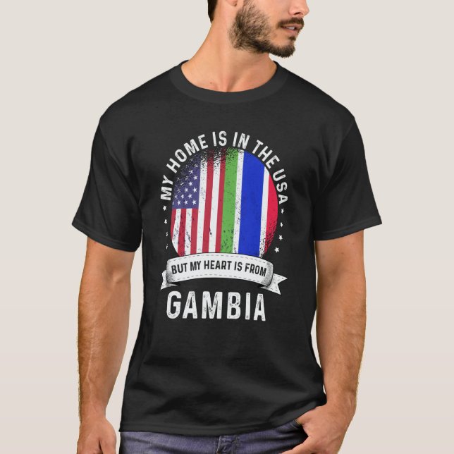 Gambian American Patriot Grown Proud Home USA Flag T Shirt (Framsida)