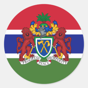 Gambian Flagga & Jacka av Arm, Flagga Gambia Runt Klistermärke