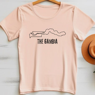 Gambias landsgräns karta gränslinje konturform t shirt