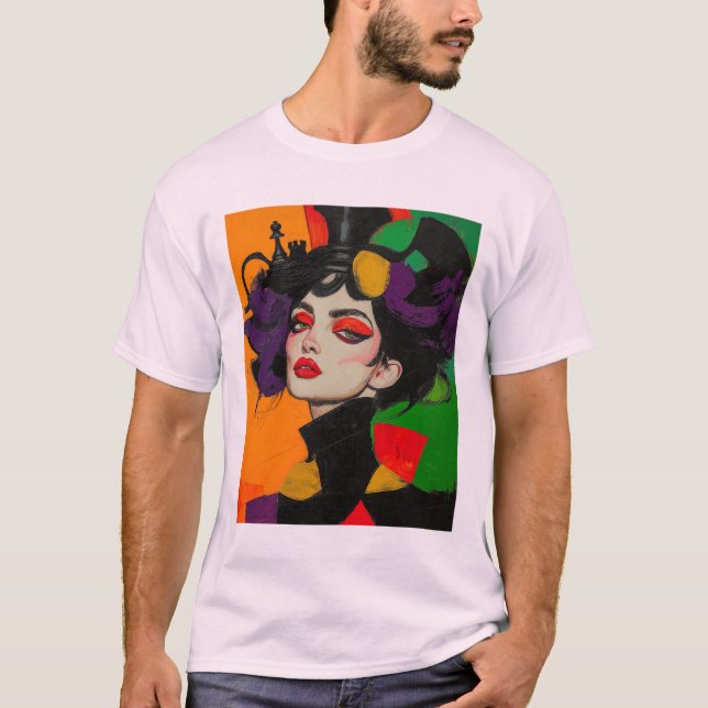 Gambitarnas drottning, Glam Chess med Fierce Ögon T Shirt (Framsida)