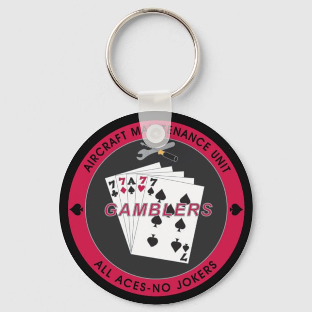 Gambler AMU Key Chain with Red Coin Black Nyckelring (Framsida)