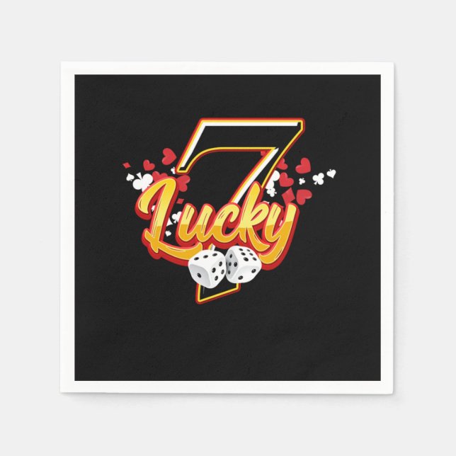 Gambler Casino Lucky 7 Seven Dice Game Gambling Pappersservett (Framsidan)