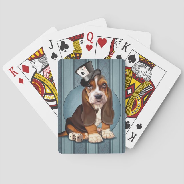Gambling Basset Hound Puppy Spel Kort (Baksidan)