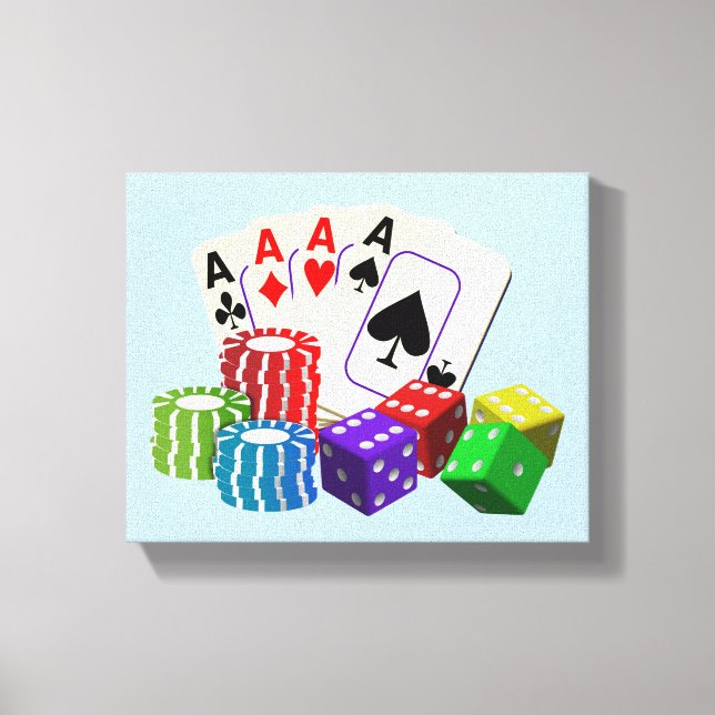 Gambling Casino Dice, Poker chip, spela kort Canvastryck (Framsida)
