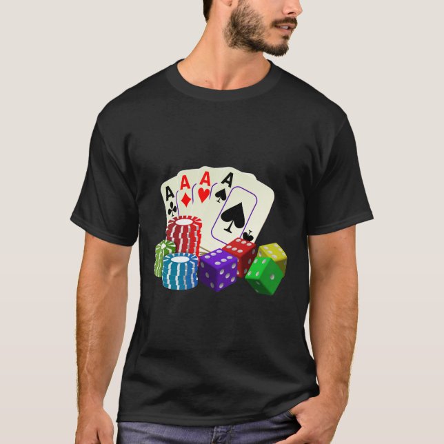 Gambling Casino Dice, Poker chip, spela kort  T Shirt (Framsida)