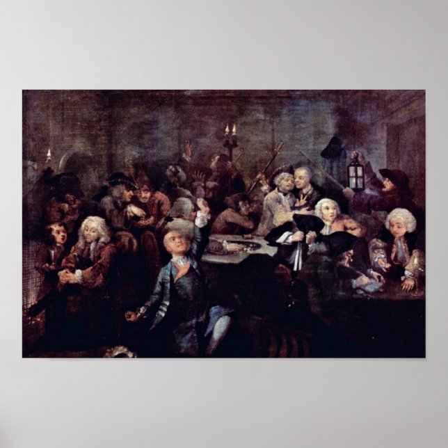 Gambling Den av Hogarth William Poster (Framsidan)