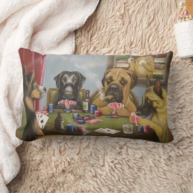 Gambling Hundar Pillow Lumbarkudde (Filt)