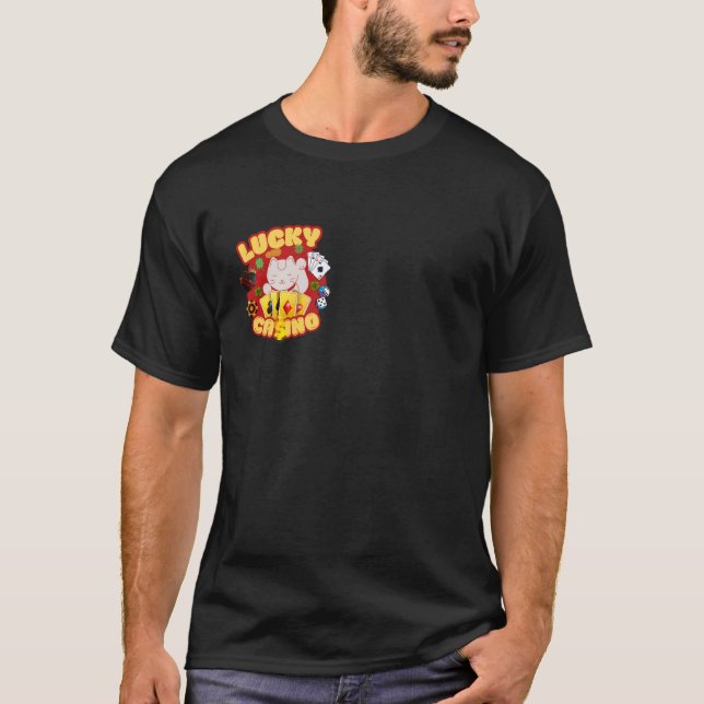 Gambling Lucky-kattplats maskin T Shirt (Framsida)