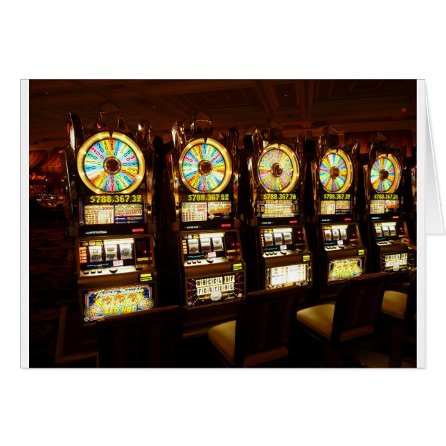 Gambling Maskin One beväpnade Bandit Money Las Veg Hälsningskort (Framsidan Horizontal)