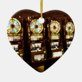 Gambling Maskin One beväpnade Bandit Money Las Veg Julgransprydnad Keramik