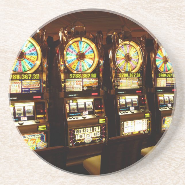 Gambling Maskin One beväpnade Bandit Money Las Veg Underlägg Sandsten (Framsidan)