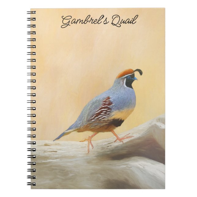 Gambrel's Quail Painting Original Bird Art Anteckningsbok (Framsidan)