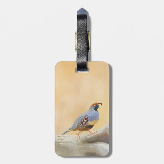 Gambrel's Quail Painting Original Bird Art Bagagebricka (Baksidan Lodrät)