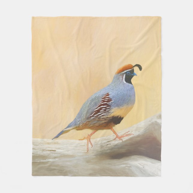 Gambrel's Quail Painting Original Bird Art Fleecefilt (Framsidan)