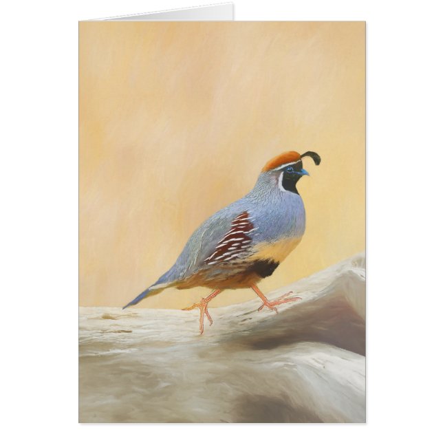 Gambrel's Quail Painting Original Bird Art Hälsningskort (Framsidan)