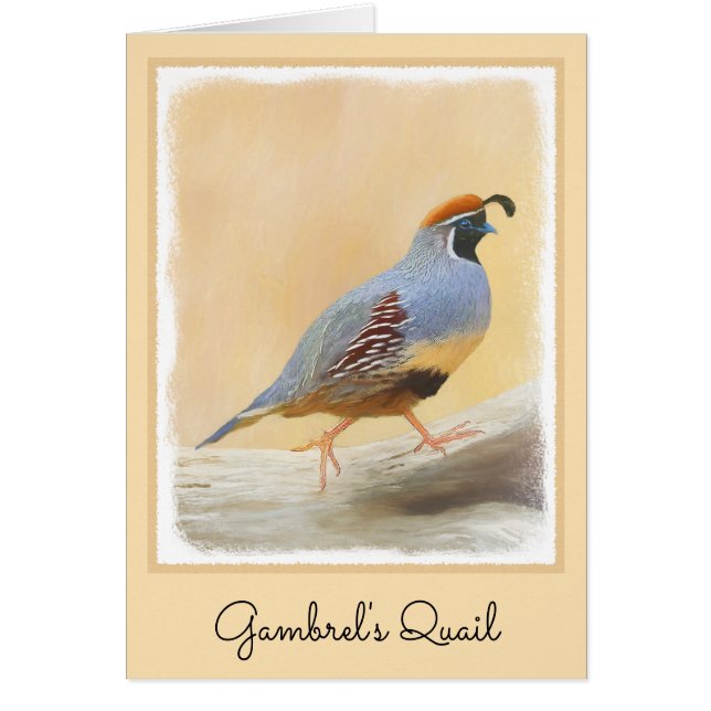 Gambrel's Quail Painting Original Bird Art Hälsningskort (Framsidan)