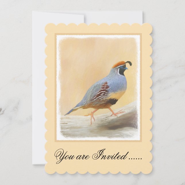 Gambrel's Quail Painting Original Bird Art Inbjudningar (Framsida)