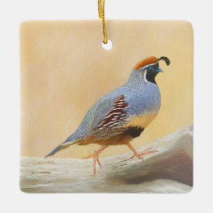 Gambrel's Quail Painting Original Bird Art Julgransprydnad Keramik