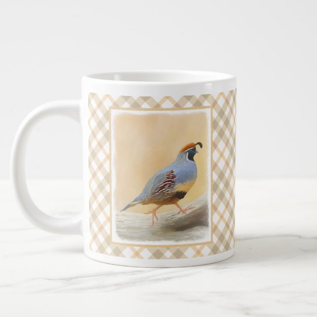 Gambrel's Quail Painting Original Bird Art Jumbo Mugg (Vänster)
