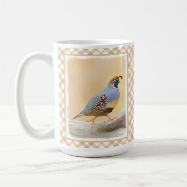 Gambrel's Quail Painting Original Bird Art Kaffemugg (Vänster)
