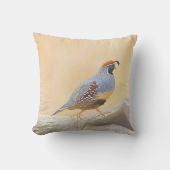 Gambrel's Quail Painting Original Bird Art Kudde (Framsida)