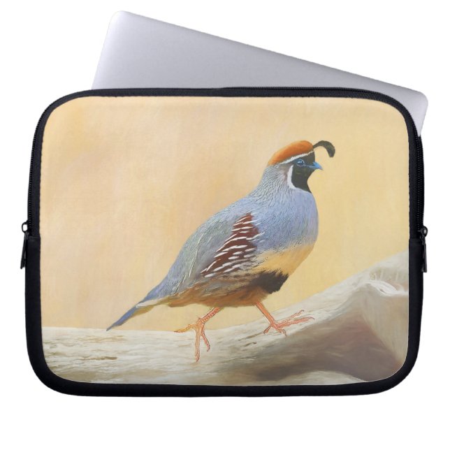 Gambrel's Quail Painting Original Bird Art Laptop Fodral (Framsidan)