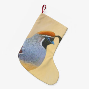 Gambrel's Quail Painting Original Bird Art Liten Julstrumpa