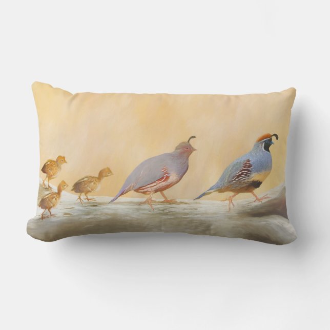 Gambrel's Quail Painting Original Bird Art Lumbarkudde (Framsida)