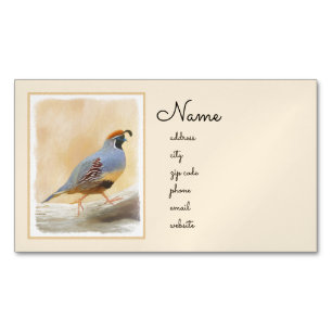 Gambrel's Quail Painting Original Bird Art Magnetiska Visitkort