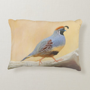 Gambrel's Quail Painting Original Bird Art Prydnadskudde