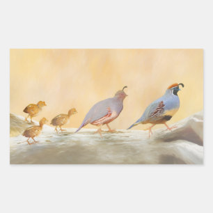 Gambrel's Quail Painting Original Bird Art Rektangulärt Klistermärke