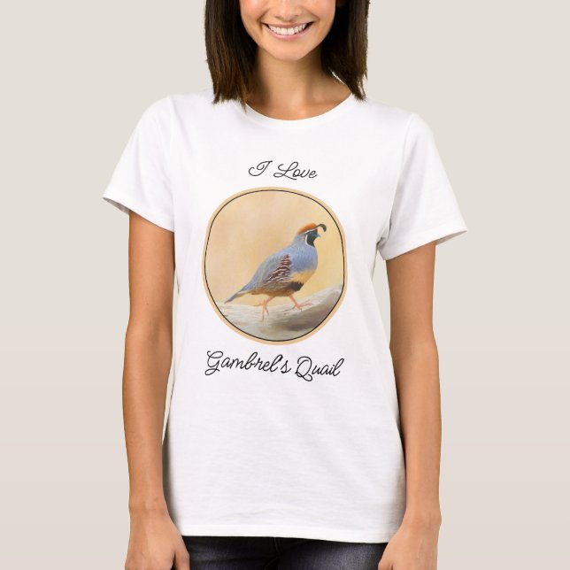 Gambrel's Quail Painting Original Bird Art T Shirt (Framsida)