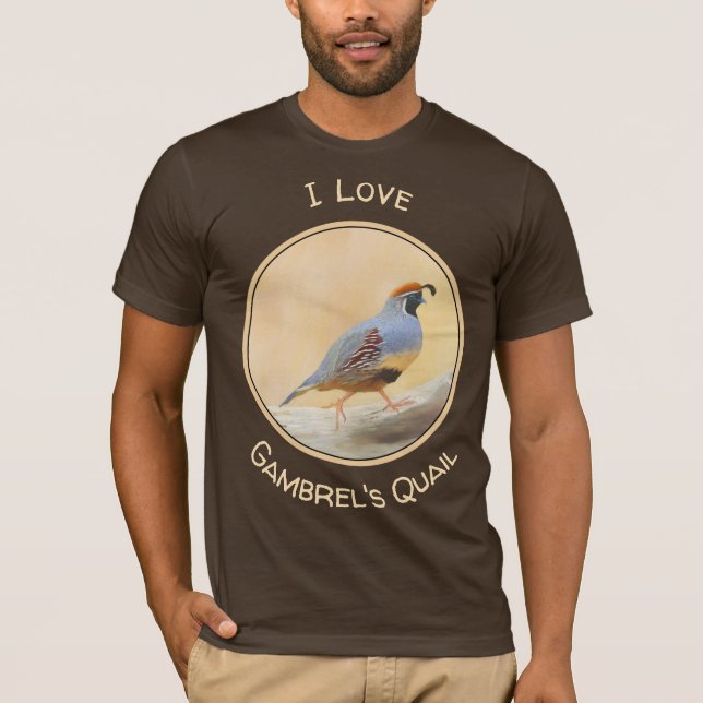 Gambrel's Quail Painting Original Bird Art T Shirt (Framsida)