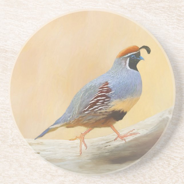 Gambrel's Quail Painting Original Bird Art Underlägg (Framsidan)