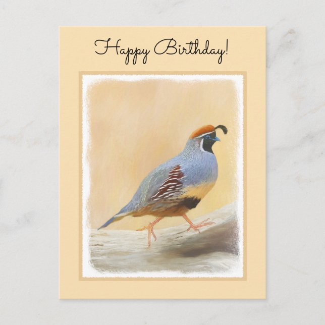 Gambrel's Quail Painting Original Bird Art Vykort (Framsida)