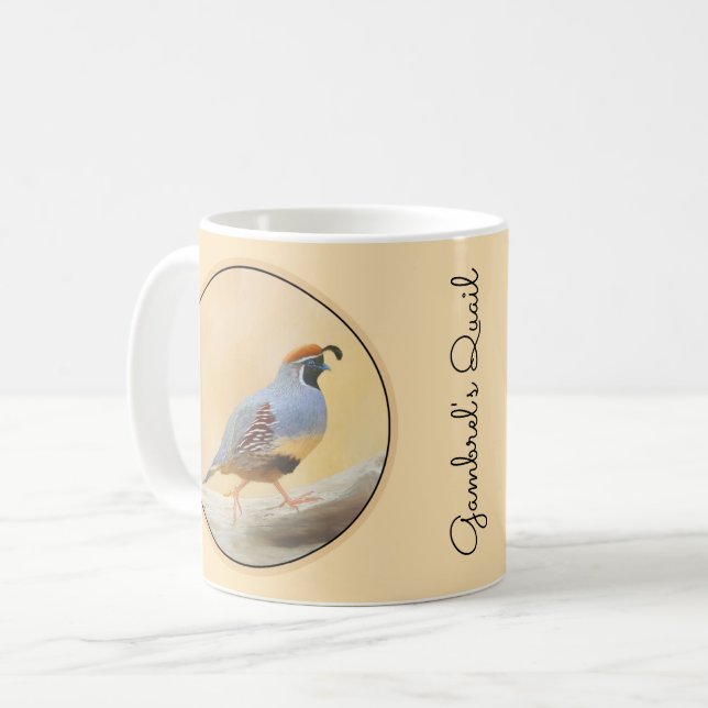 Gambrels vaktel-målning Original Fågelkonst Kaffemugg (Framsida vänster)