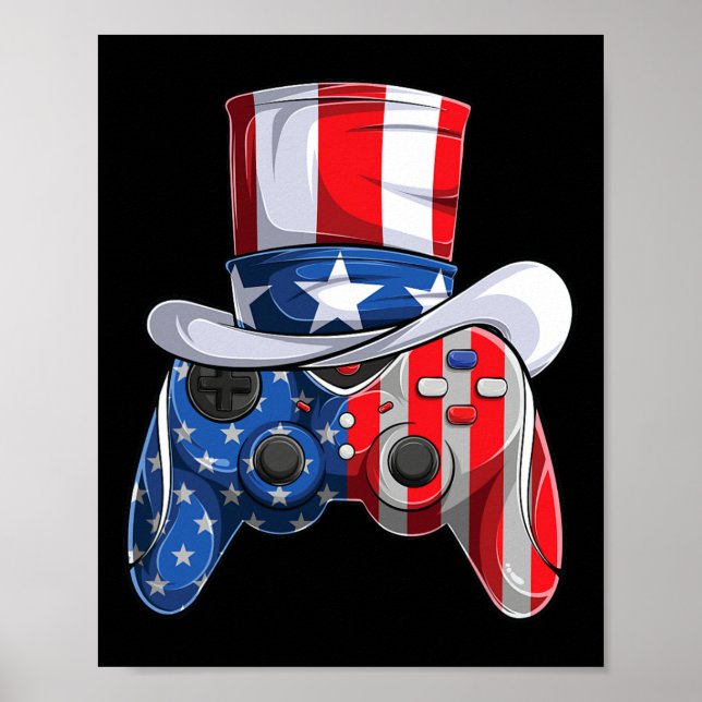 Game 4:e Julkontrollanten American Flagga Kids Boy Poster (Framsidan)