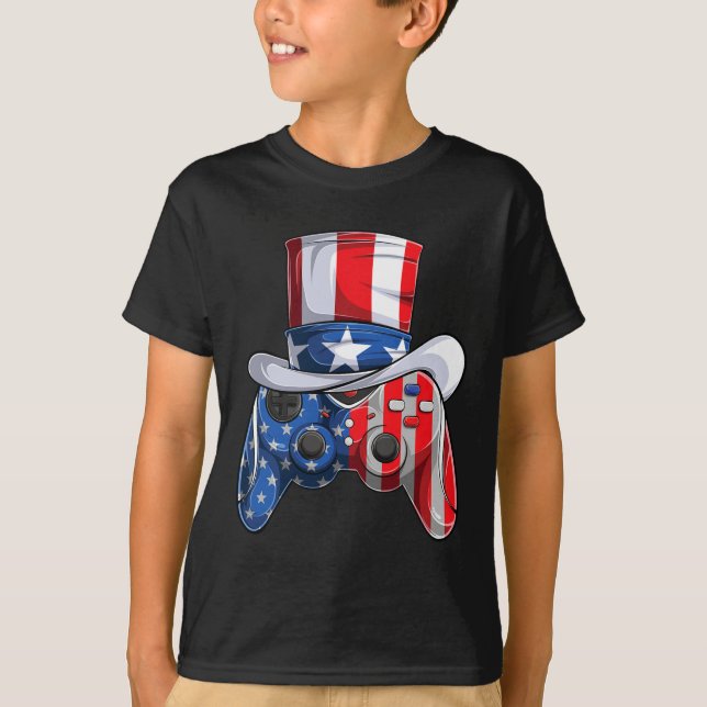 Game 4:e Julkontrollanten American Flagga Kids Boy T Shirt (Framsida)