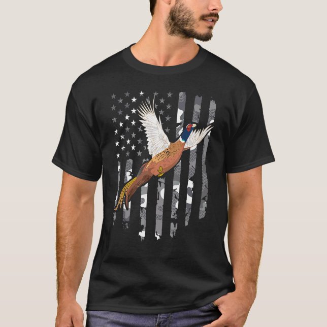 Game Bird Hunting Camouflage Pheasant Hunter Ameri T Shirt (Framsida)