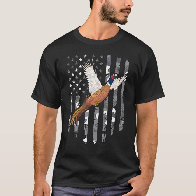 Game Bird Hunting Camouflage Pheasant Hunter Ameri T Shirt (Framsida)