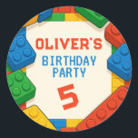 Game Building Blocks Birthday Party Runt Klistermärke<br><div class="desc">Celebrate your child's special day with our vibrant Game Building Blocks Birthday Party Classic Round Stickers! Perfect for adding a playful,  colorful touch to party favors,  invitations,  envelopes,  or decorations. Featuring a fun building blocks design inspired by classic games,  these stickers are ideal for kids' birthdays or gaming-themed events.</div>