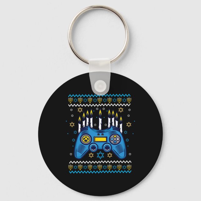 Game Controller Hanukkah Menorah Candles Jewish Ga Nyckelring (Framsida)